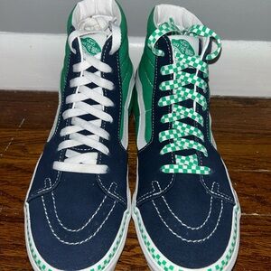 Vans Sk8-Hi Suede High-Top Sneakers in Green and Navy